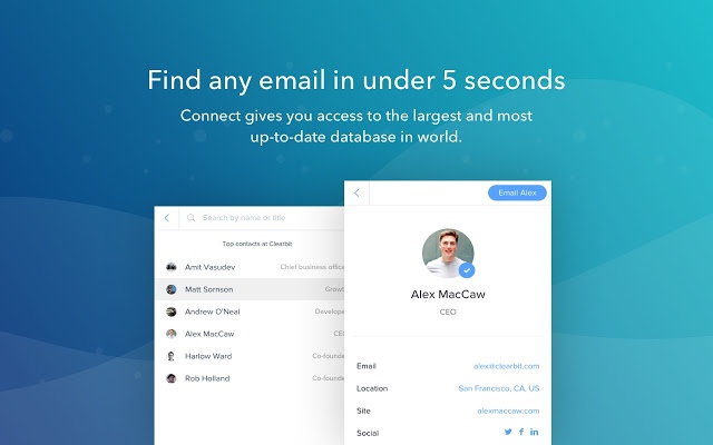 Clearbit Connect - Supercharge Gmail - Chrome Web Store to find all social media accounts by email free